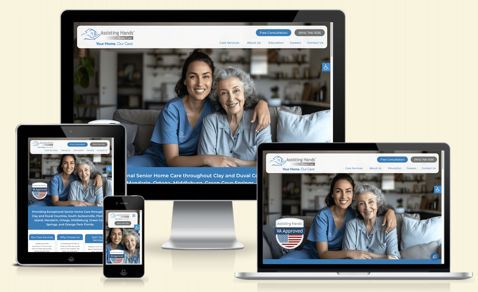 Home Care Website Design for Assisting Hands by Approved Senior Network